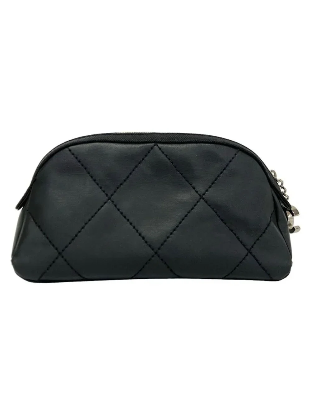 Chanel Pouch Paris Biarritz a Black CC Logo Silver